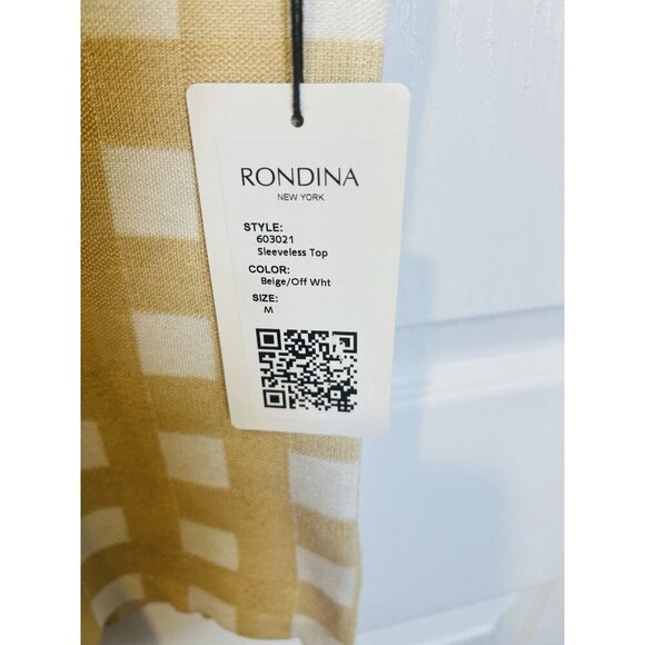 Rondina Gingham Sleeveless Knit Tank Top Medium Tan Cream Silk Blend MSRP $225 - Picture 5 of 7